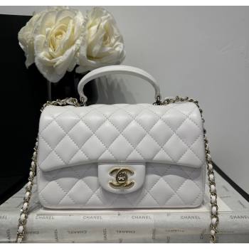 Chanel Coco Lambskin Mini Flap Bag with Top Handle AS2431 White 2025 0212 (yezi-250213009)