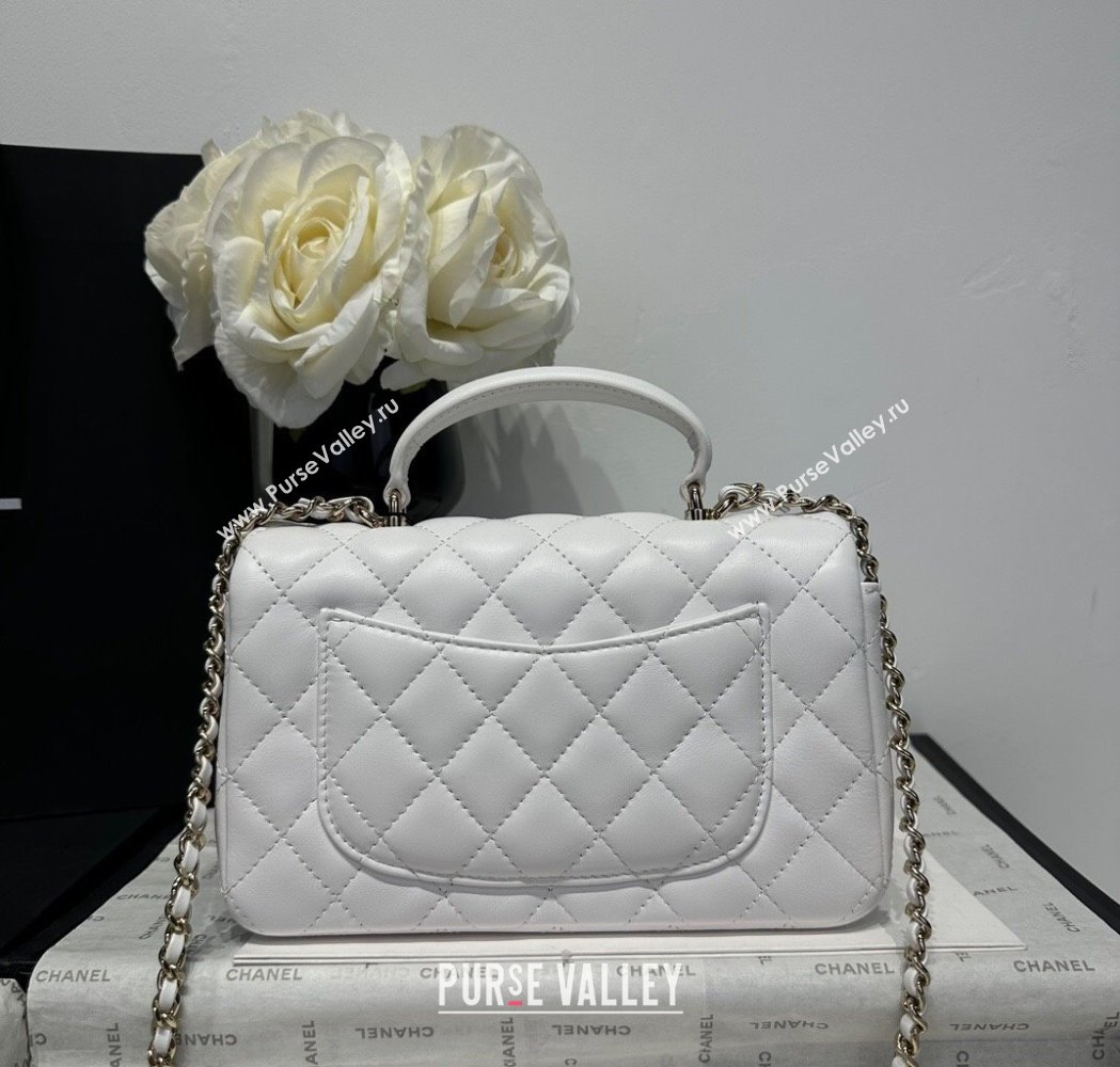 Chanel Coco Lambskin Mini Flap Bag with Top Handle AS2431 White 2025 0212 (yezi-250213009)