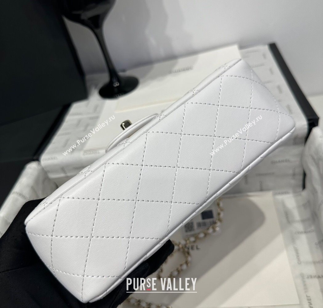 Chanel Coco Lambskin Mini Flap Bag with Top Handle AS2431 White 2025 0212 (yezi-250213009)