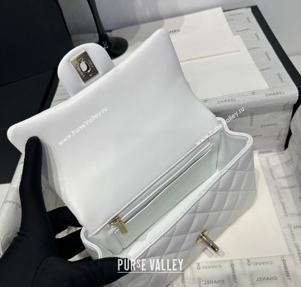 Chanel Coco Lambskin Mini Flap Bag with Top Handle AS2431 White 2025 0212 (yezi-250213009)