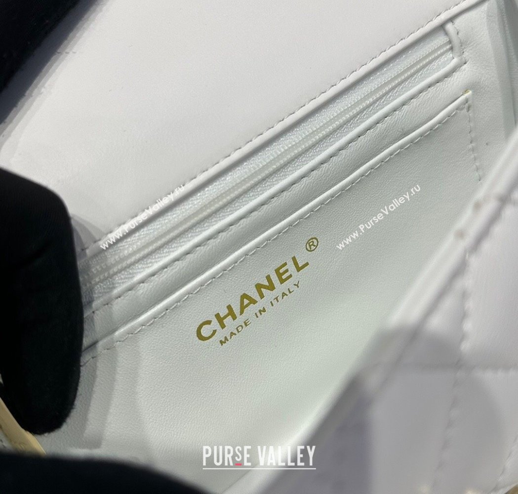 Chanel Coco Lambskin Mini Flap Bag with Top Handle AS2431 White 2025 0212 (yezi-250213009)