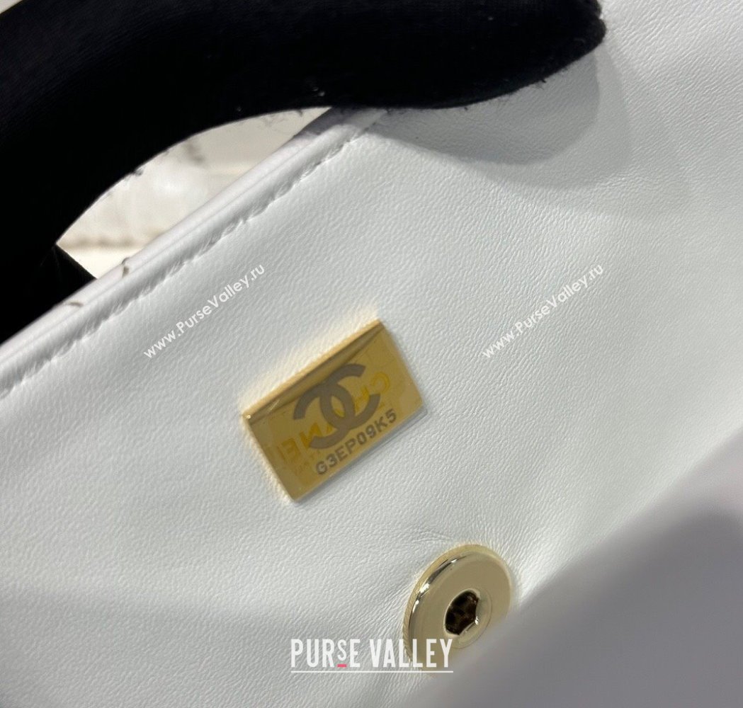Chanel Coco Lambskin Mini Flap Bag with Top Handle AS2431 White 2025 0212 (yezi-250213009)