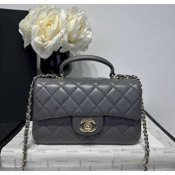 Chanel Coco Lambskin Mini Flap Bag with Top Handle AS2431 Dark Grey 2025 0212 (yezi-250213010)