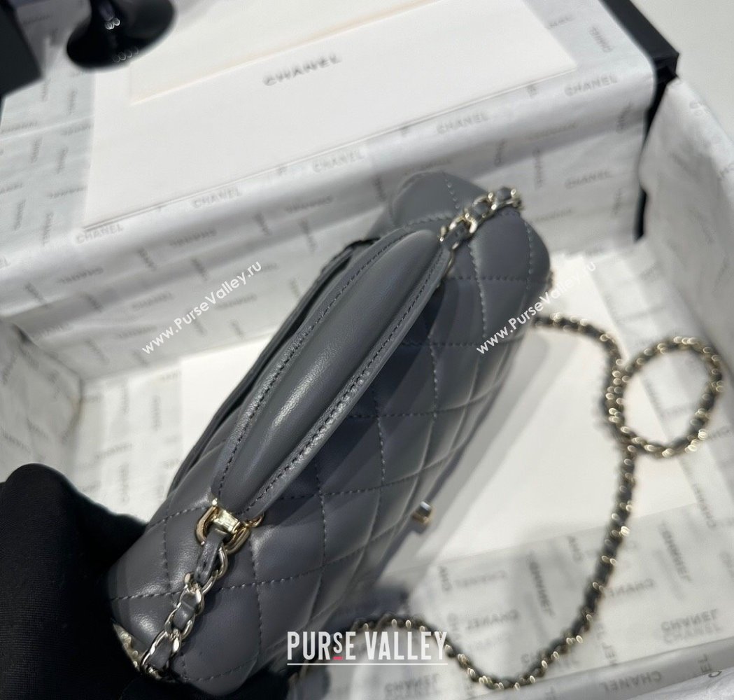 Chanel Coco Lambskin Mini Flap Bag with Top Handle AS2431 Dark Grey 2025 0212 (yezi-250213010)