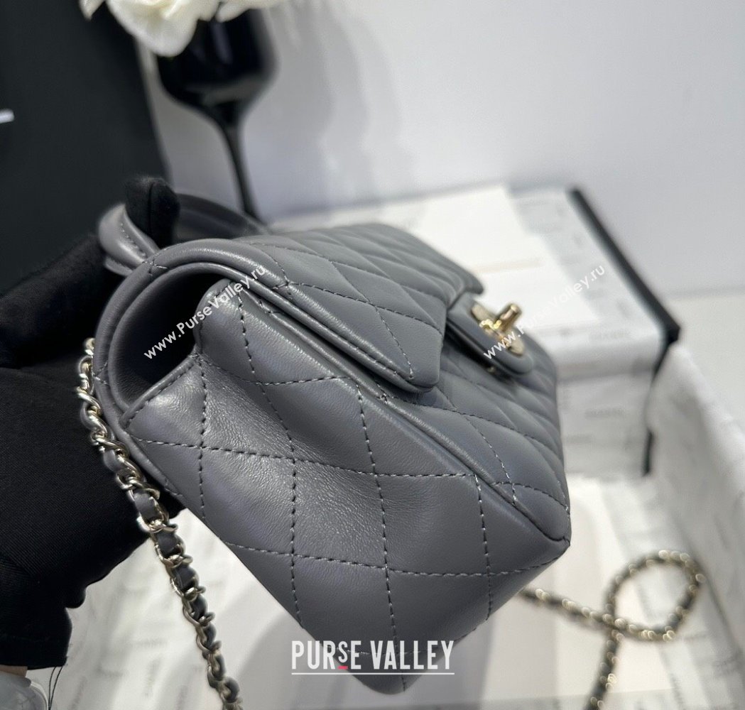 Chanel Coco Lambskin Mini Flap Bag with Top Handle AS2431 Dark Grey 2025 0212 (yezi-250213010)