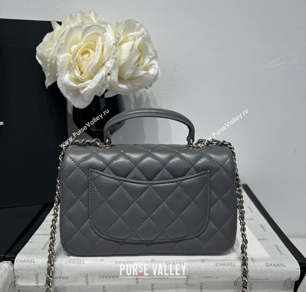 Chanel Coco Lambskin Mini Flap Bag with Top Handle AS2431 Dark Grey 2025 0212 (yezi-250213010)