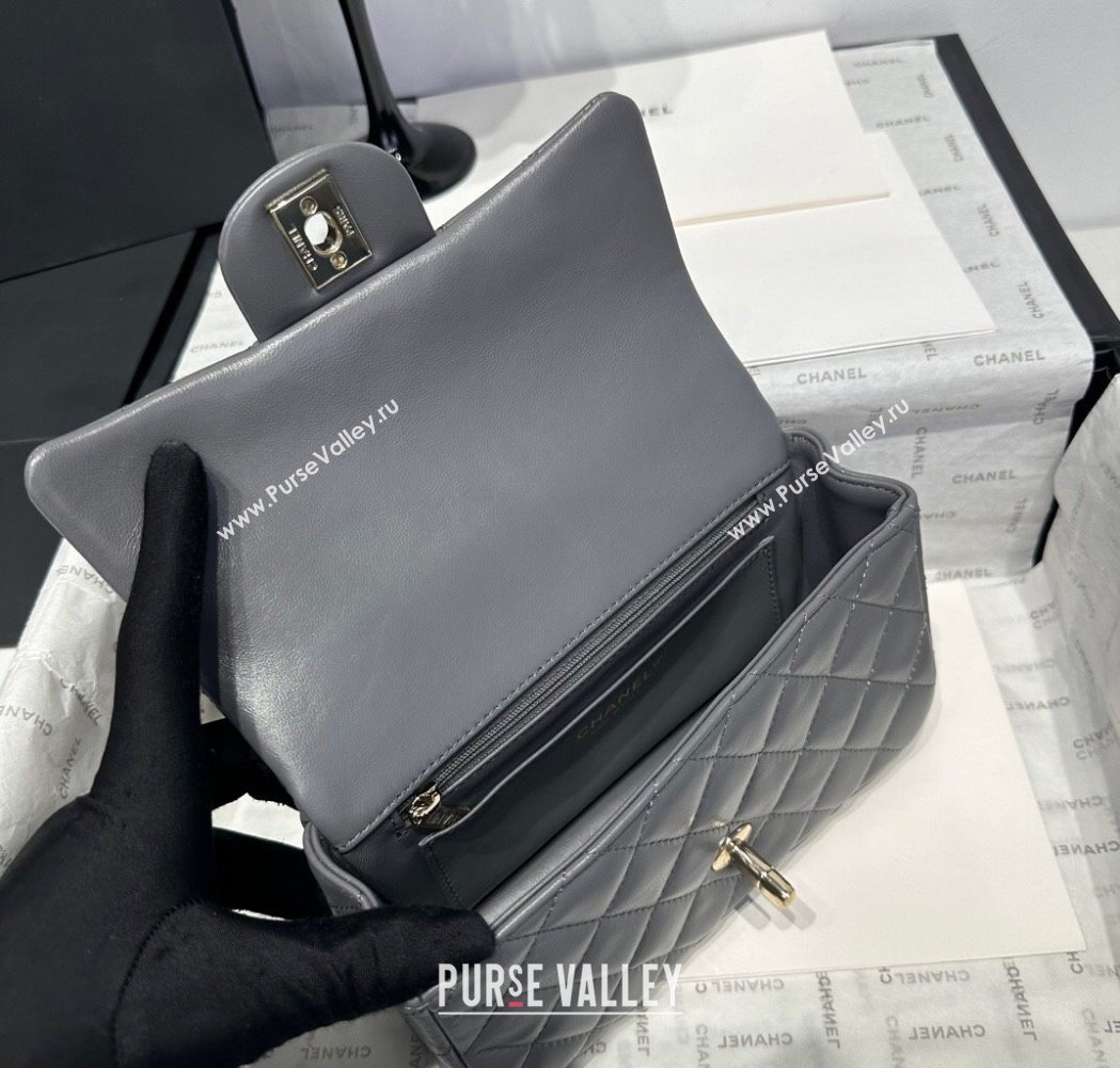 Chanel Coco Lambskin Mini Flap Bag with Top Handle AS2431 Dark Grey 2025 0212 (yezi-250213010)