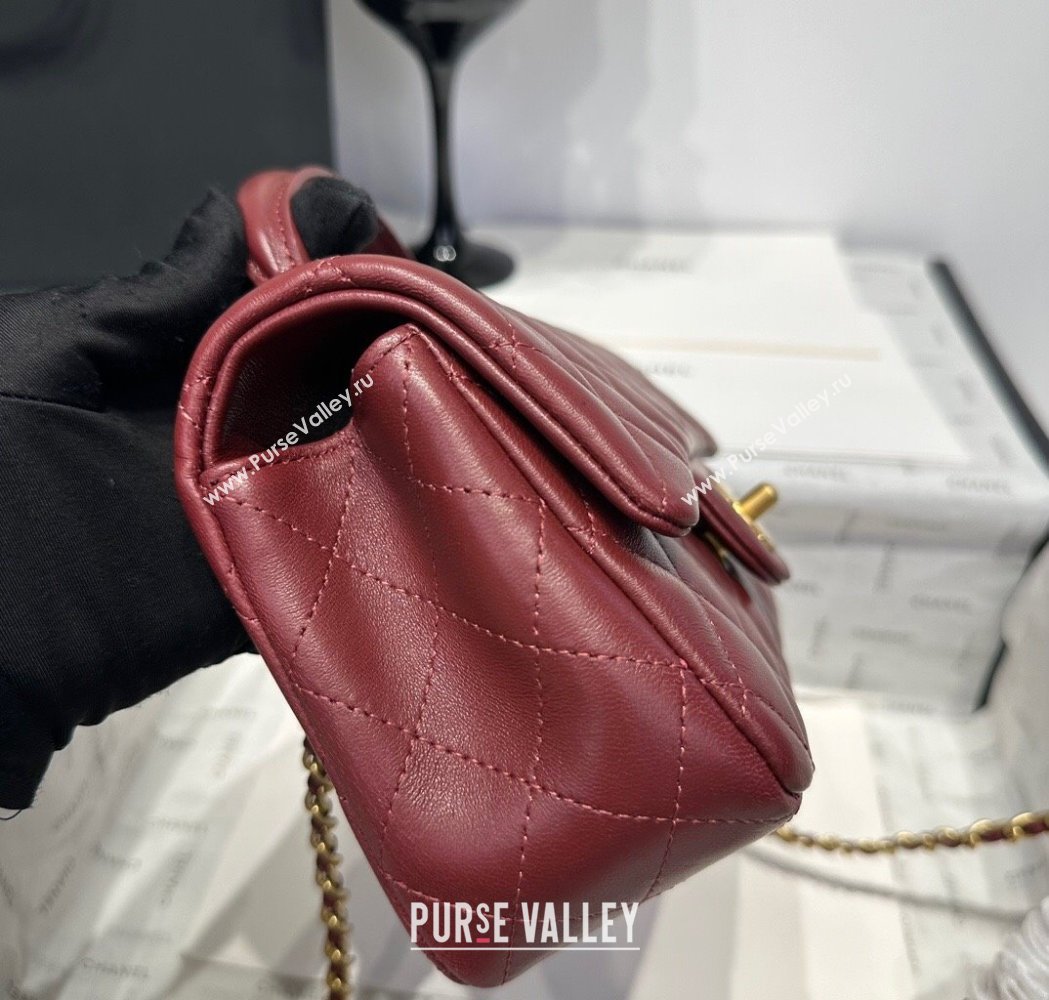 Chanel Coco Lambskin Mini Flap Bag with Top Handle AS2431 Dark Burgundy 2025 0212 (yezi-250213011)