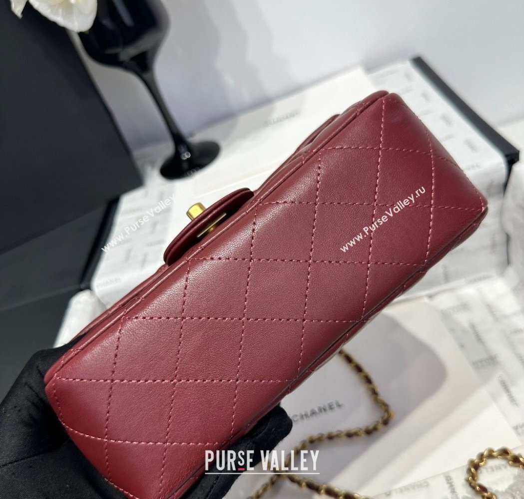Chanel Coco Lambskin Mini Flap Bag with Top Handle AS2431 Dark Burgundy 2025 0212 (yezi-250213011)