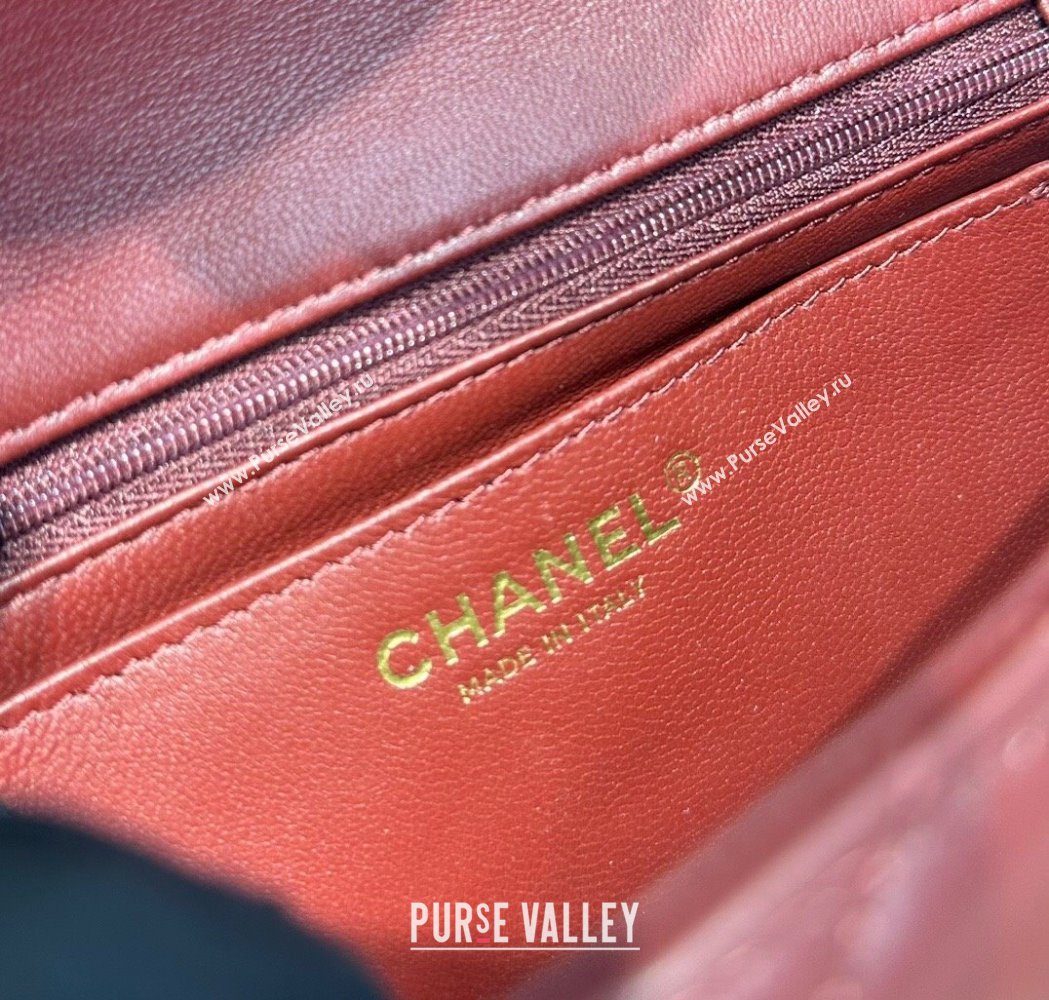 Chanel Coco Lambskin Mini Flap Bag with Top Handle AS2431 Dark Burgundy 2025 0212 (yezi-250213011)
