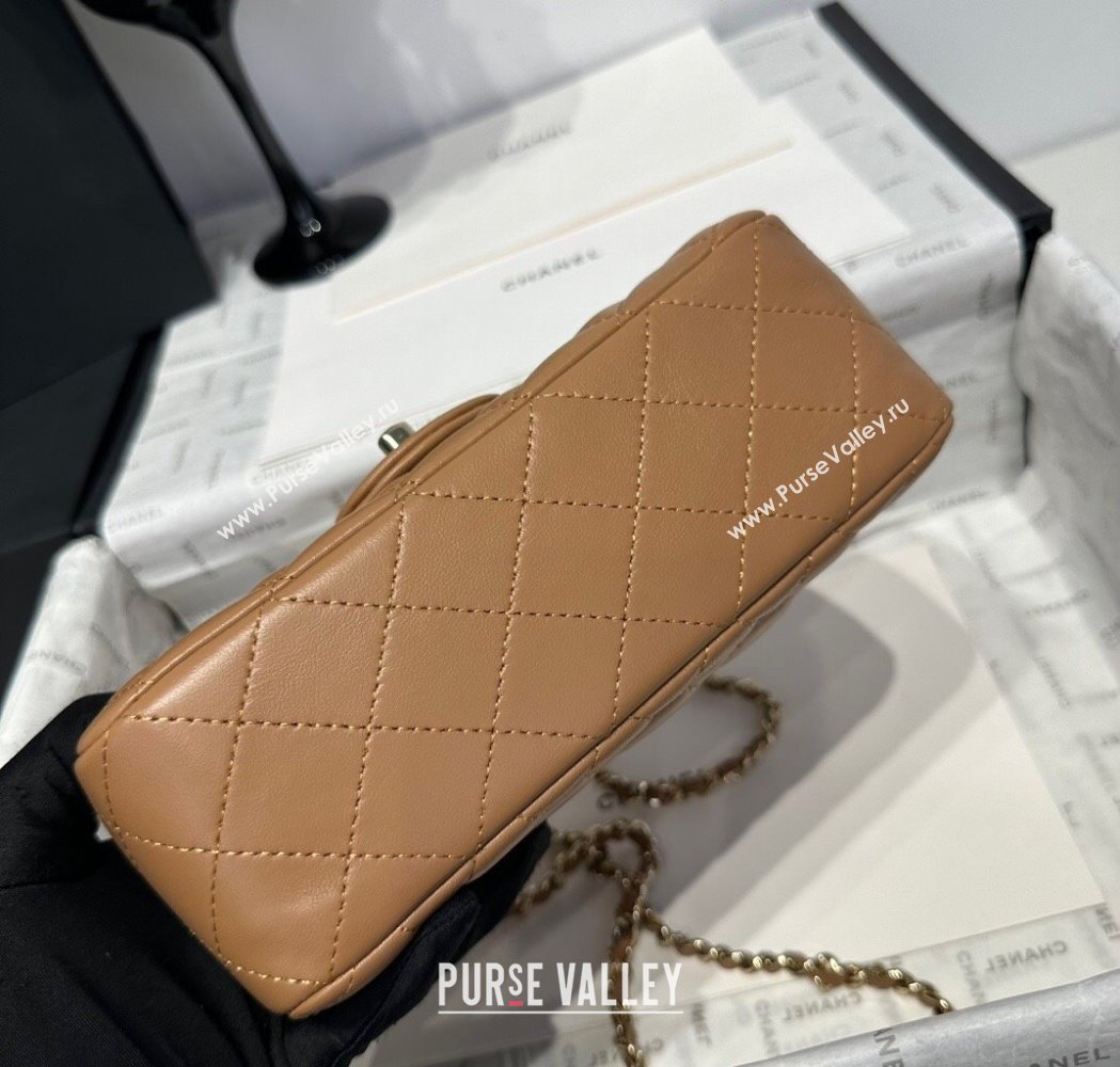 Chanel Coco Lambskin Mini Flap Bag with Top Handle AS2431 Light Brown 2025 0212 (yezi-250213012)