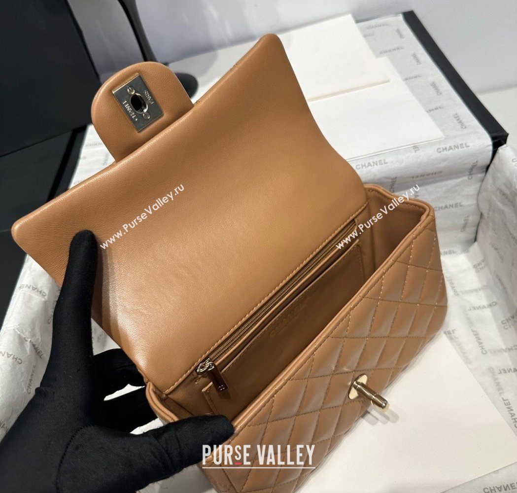 Chanel Coco Lambskin Mini Flap Bag with Top Handle AS2431 Light Brown 2025 0212 (yezi-250213012)