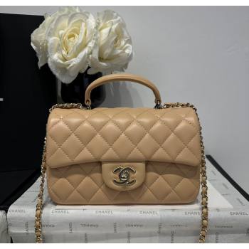 Chanel Coco Lambskin Mini Flap Bag with Top Handle AS2431 Beige 2025 0212 (yezi-250213013)