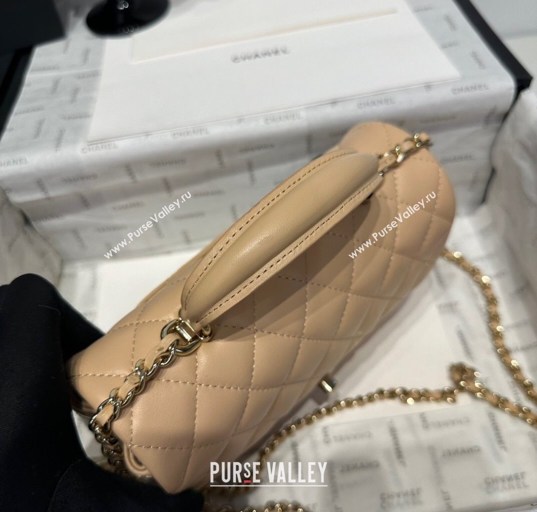 Chanel Coco Lambskin Mini Flap Bag with Top Handle AS2431 Beige 2025 0212 (yezi-250213013)