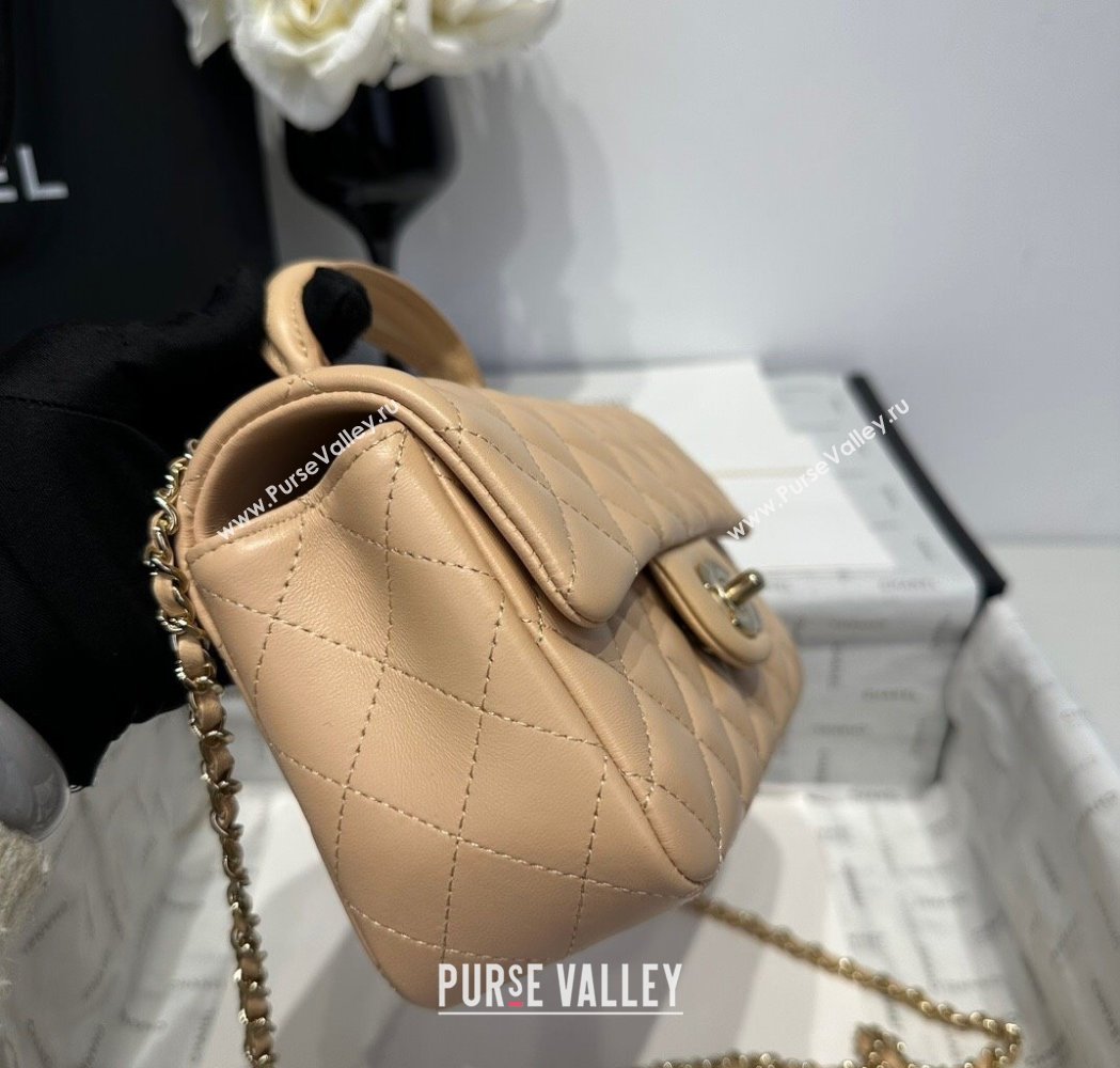 Chanel Coco Lambskin Mini Flap Bag with Top Handle AS2431 Beige 2025 0212 (yezi-250213013)
