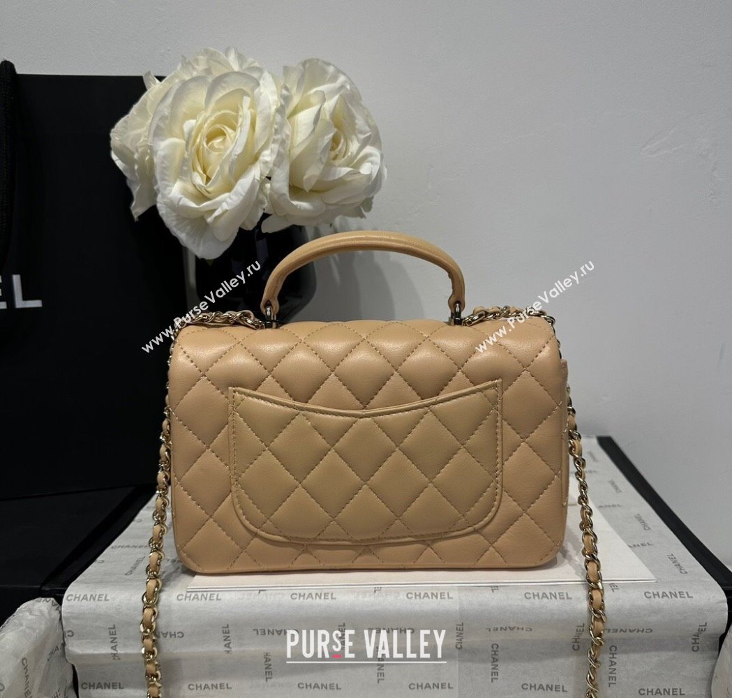 Chanel Coco Lambskin Mini Flap Bag with Top Handle AS2431 Beige 2025 0212 (yezi-250213013)