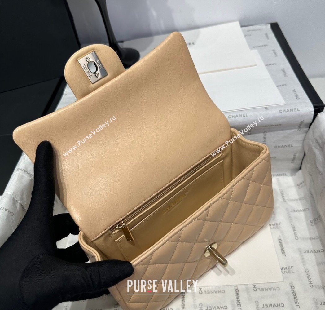 Chanel Coco Lambskin Mini Flap Bag with Top Handle AS2431 Beige 2025 0212 (yezi-250213013)