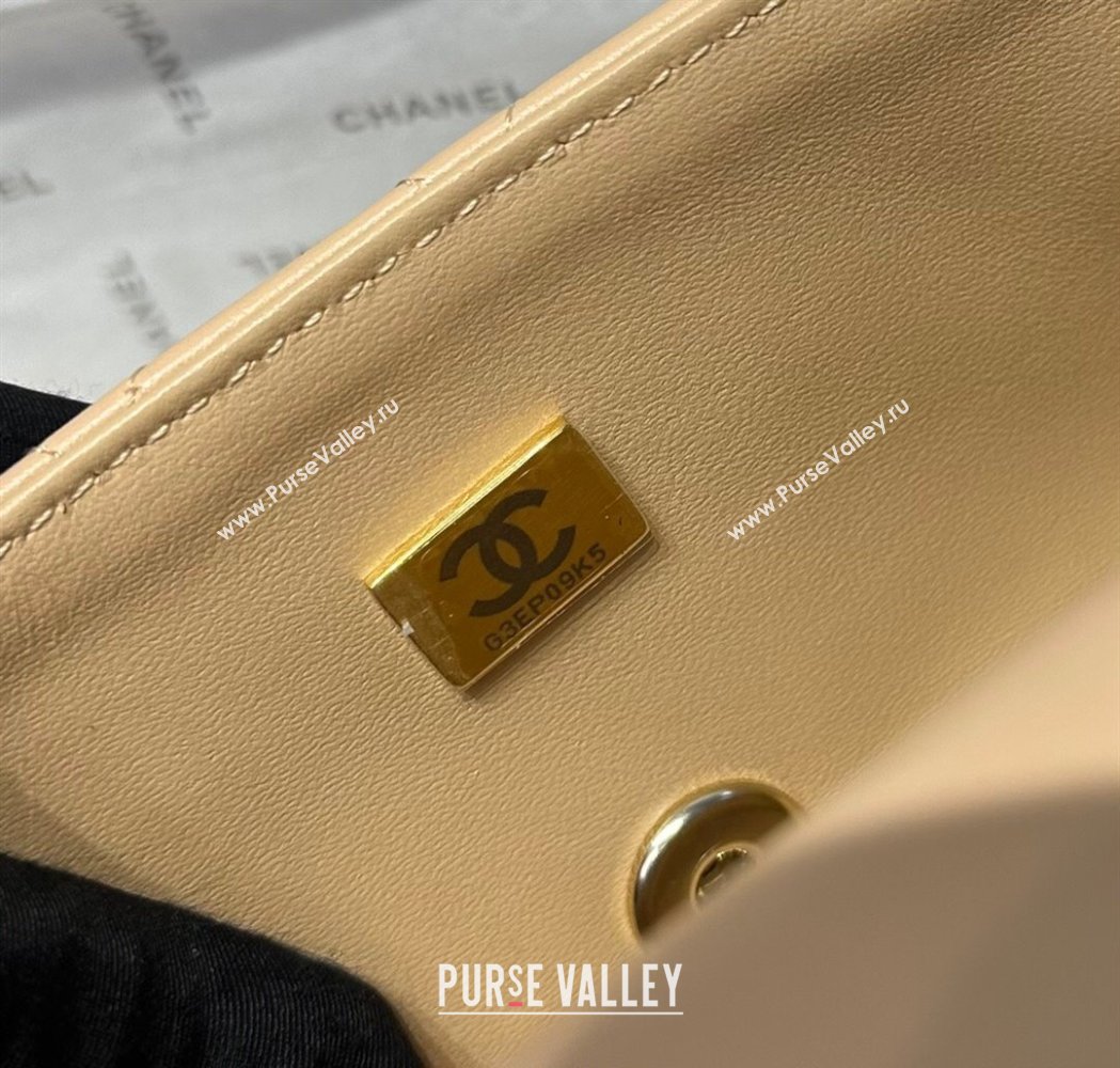 Chanel Coco Lambskin Mini Flap Bag with Top Handle AS2431 Beige 2025 0212 (yezi-250213013)