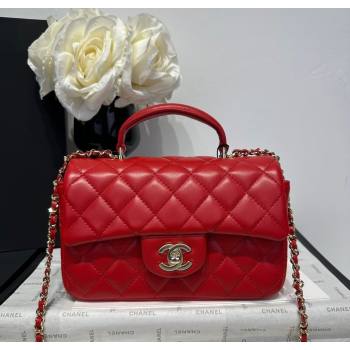Chanel Coco Lambskin Mini Flap Bag with Top Handle AS2431 Red 2025 0212 (yezi-250213014)