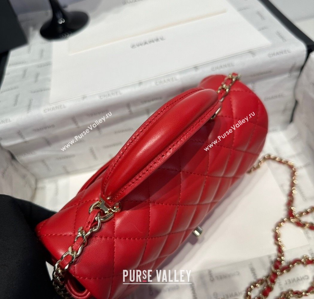 Chanel Coco Lambskin Mini Flap Bag with Top Handle AS2431 Red 2025 0212 (yezi-250213014)