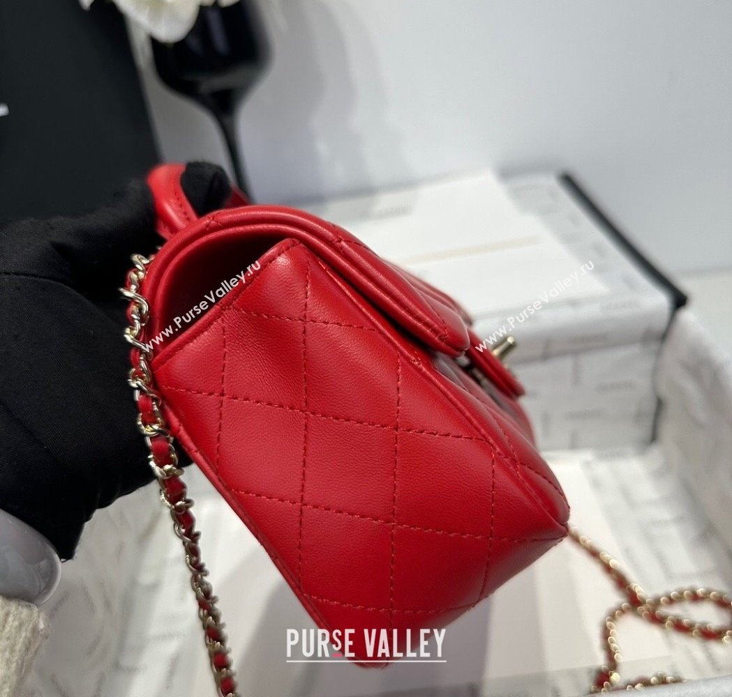 Chanel Coco Lambskin Mini Flap Bag with Top Handle AS2431 Red 2025 0212 (yezi-250213014)