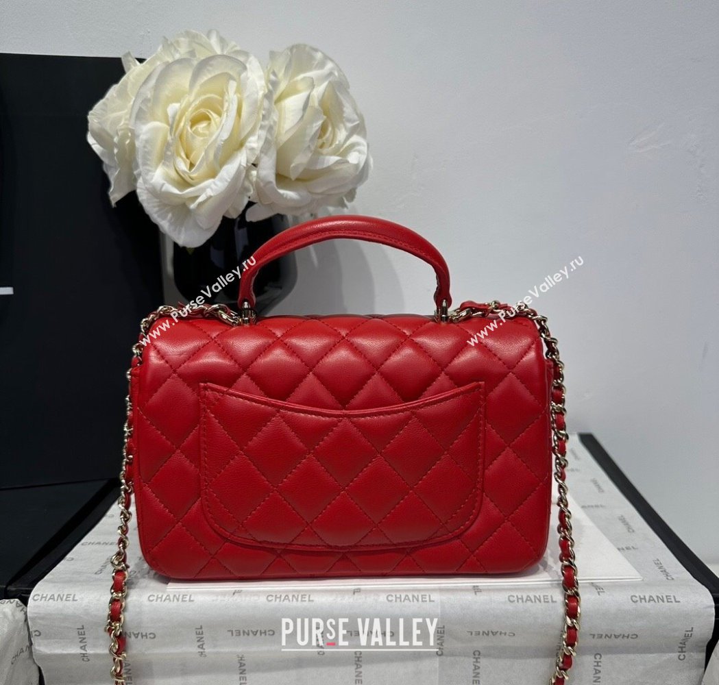 Chanel Coco Lambskin Mini Flap Bag with Top Handle AS2431 Red 2025 0212 (yezi-250213014)