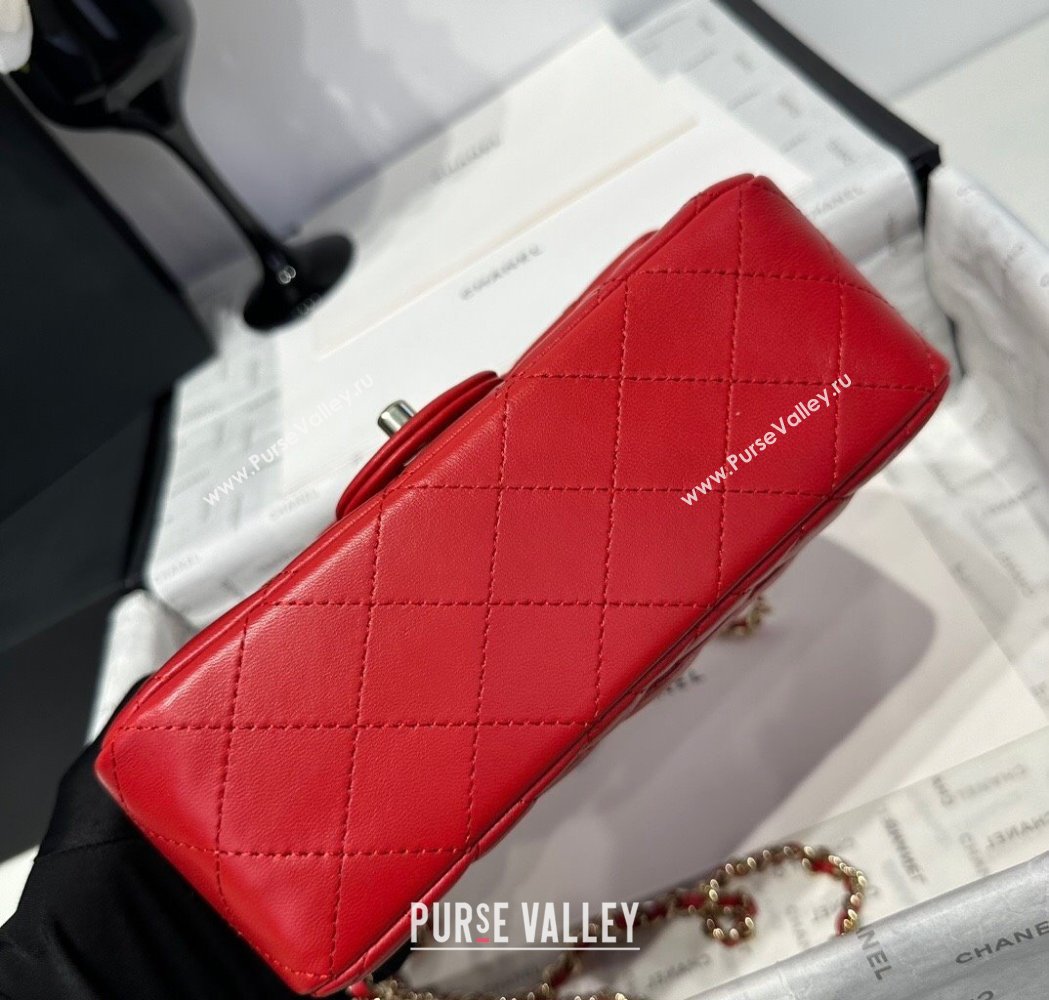 Chanel Coco Lambskin Mini Flap Bag with Top Handle AS2431 Red 2025 0212 (yezi-250213014)