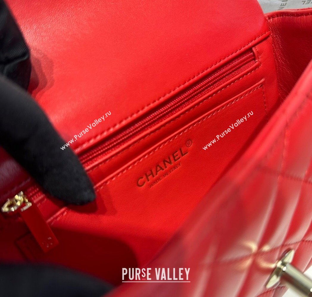 Chanel Coco Lambskin Mini Flap Bag with Top Handle AS2431 Red 2025 0212 (yezi-250213014)