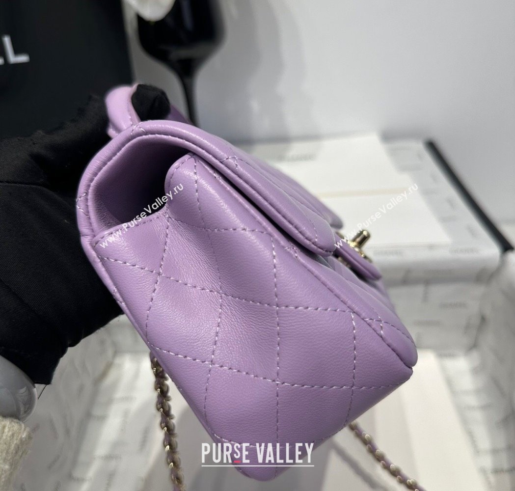Chanel Coco Lambskin Mini Flap Bag with Top Handle AS2431 Light Purple 2025 0212 (yezi-250213015)