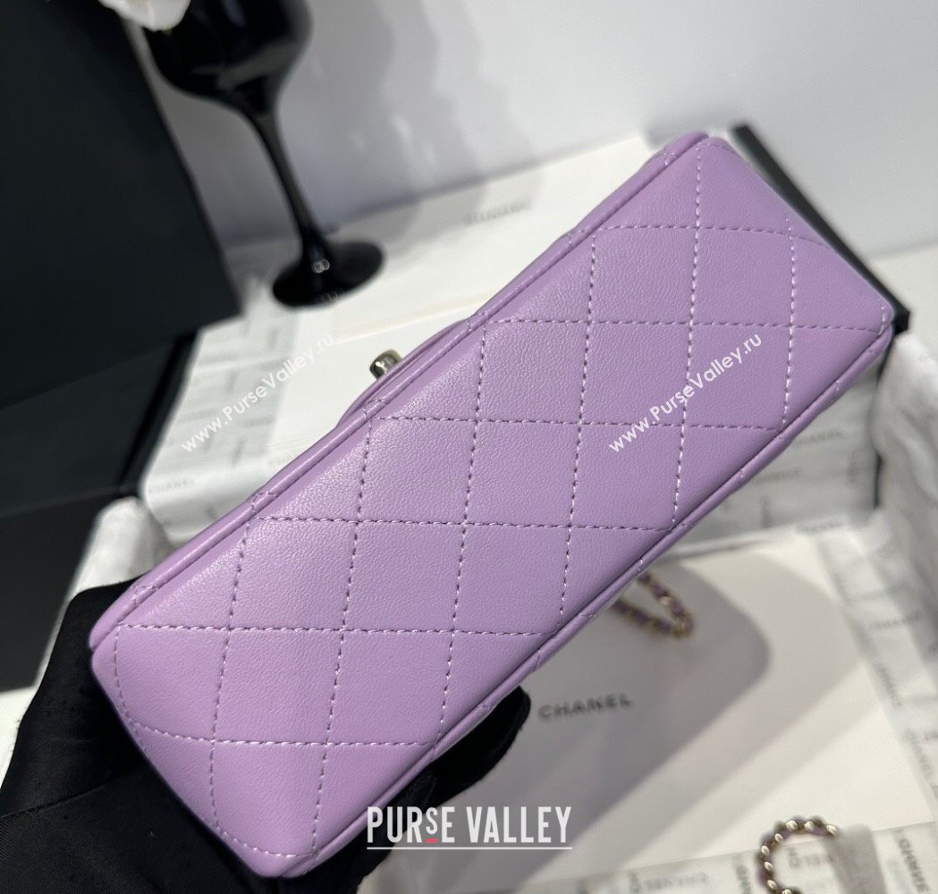 Chanel Coco Lambskin Mini Flap Bag with Top Handle AS2431 Light Purple 2025 0212 (yezi-250213015)