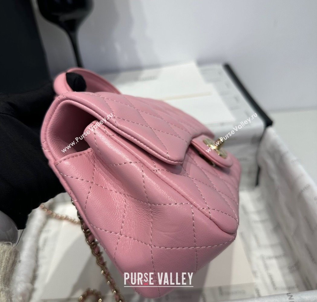 Chanel Coco Lambskin Mini Flap Bag with Top Handle AS2431 Light Pink 2025 0212 (yezi-250213016)