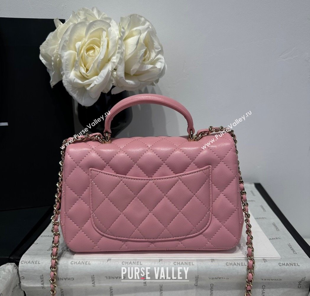 Chanel Coco Lambskin Mini Flap Bag with Top Handle AS2431 Light Pink 2025 0212 (yezi-250213016)