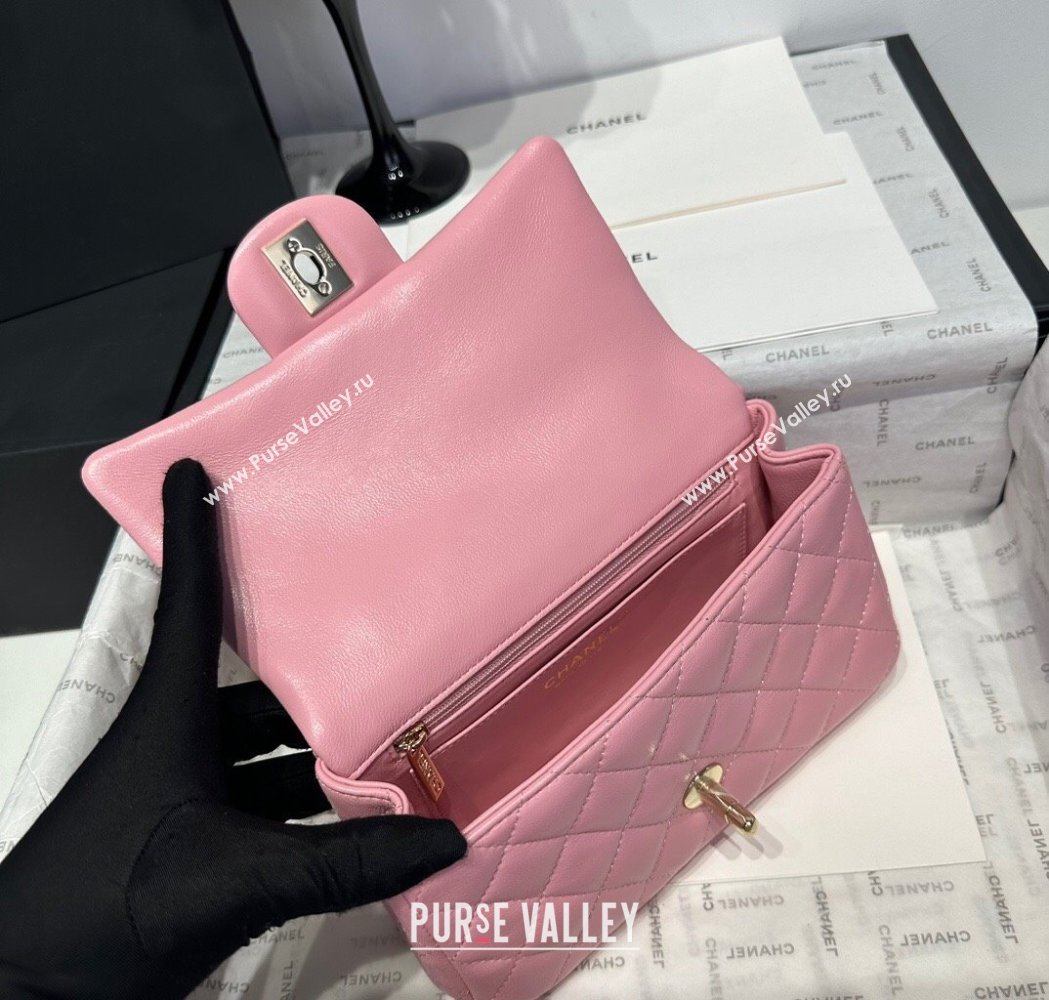 Chanel Coco Lambskin Mini Flap Bag with Top Handle AS2431 Light Pink 2025 0212 (yezi-250213016)