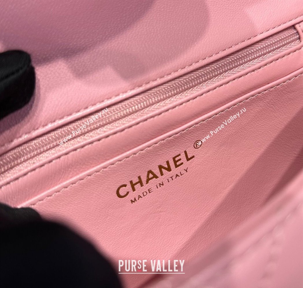 Chanel Coco Lambskin Mini Flap Bag with Top Handle AS2431 Light Pink 2025 0212 (yezi-250213016)