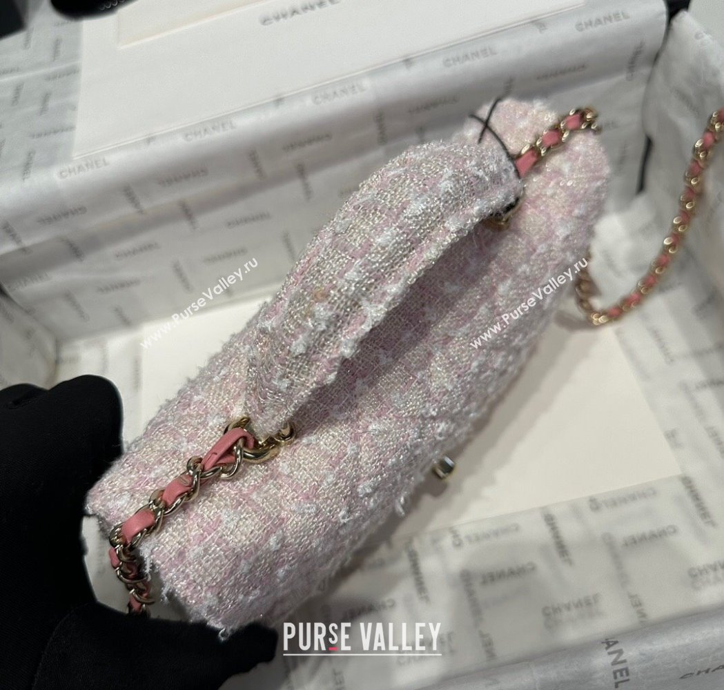 Chanel Coco Tweed Mini Flap Bag with Top Handle AS2431 Light Pink 2025 0212 (yezi-250213017)