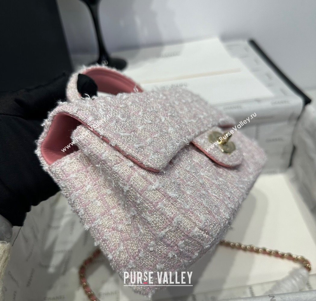 Chanel Coco Tweed Mini Flap Bag with Top Handle AS2431 Light Pink 2025 0212 (yezi-250213017)