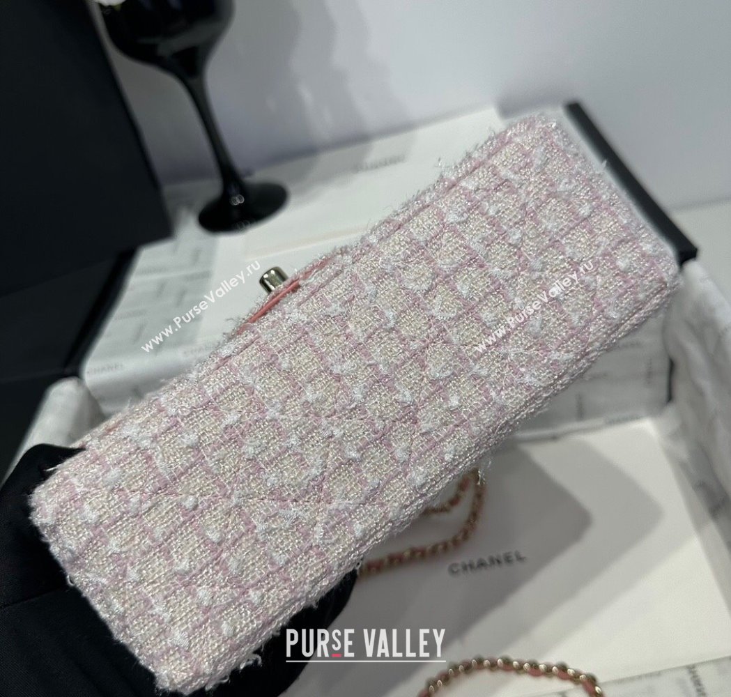 Chanel Coco Tweed Mini Flap Bag with Top Handle AS2431 Light Pink 2025 0212 (yezi-250213017)