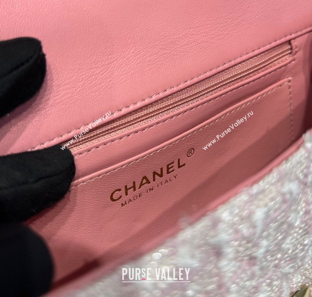 Chanel Coco Tweed Mini Flap Bag with Top Handle AS2431 Light Pink 2025 0212 (yezi-250213017)