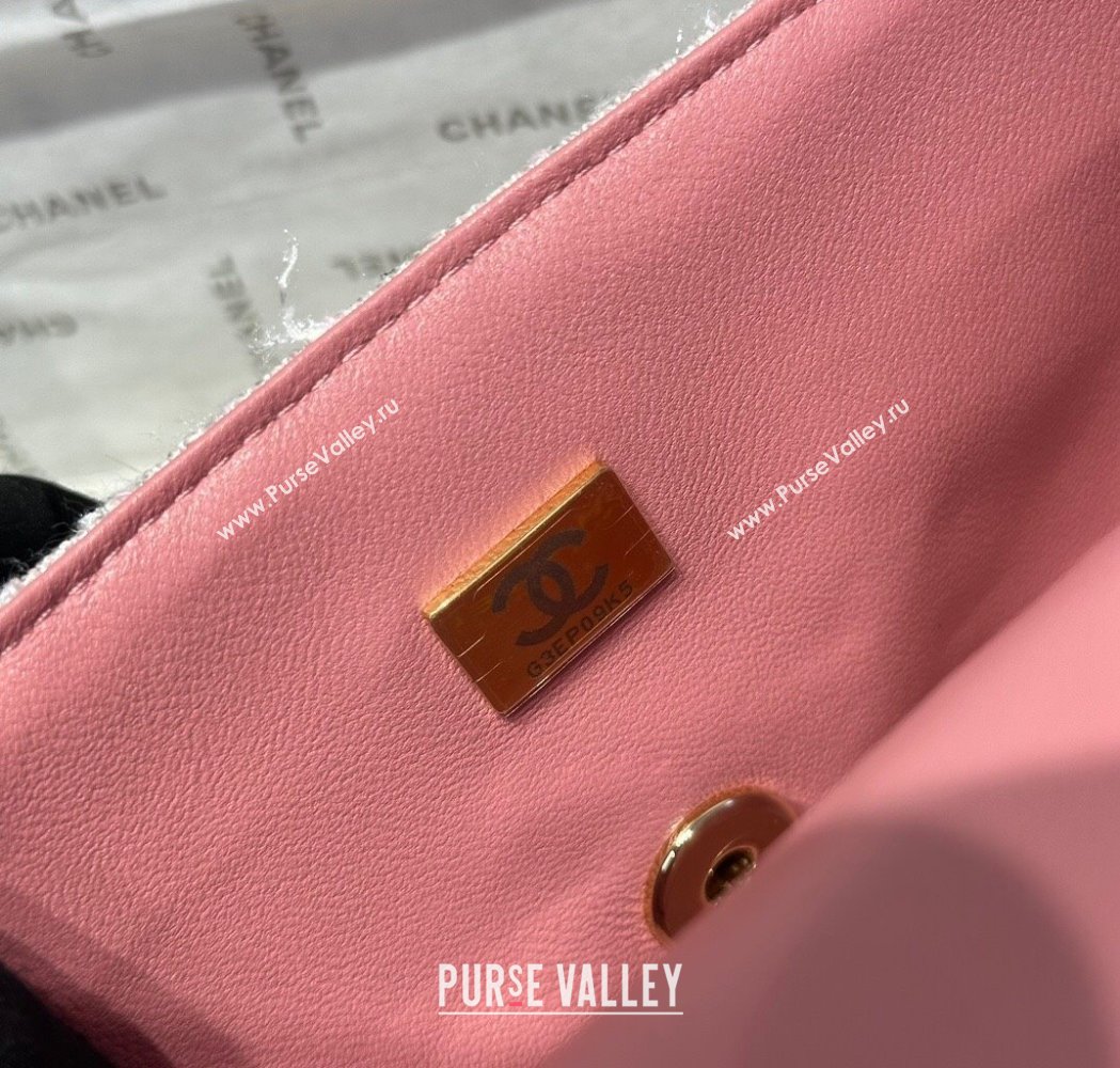 Chanel Coco Tweed Mini Flap Bag with Top Handle AS2431 Light Pink 2025 0212 (yezi-250213017)