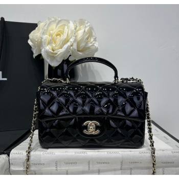 Chanel Coco Patent Calfskin Mini Flap Bag with Top Handle AS2431 Black 2025 0212 (yezi-250213018)
