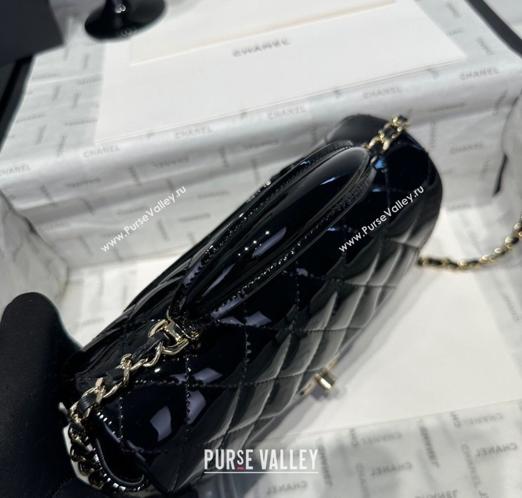 Chanel Coco Patent Calfskin Mini Flap Bag with Top Handle AS2431 Black 2025 0212 (yezi-250213018)