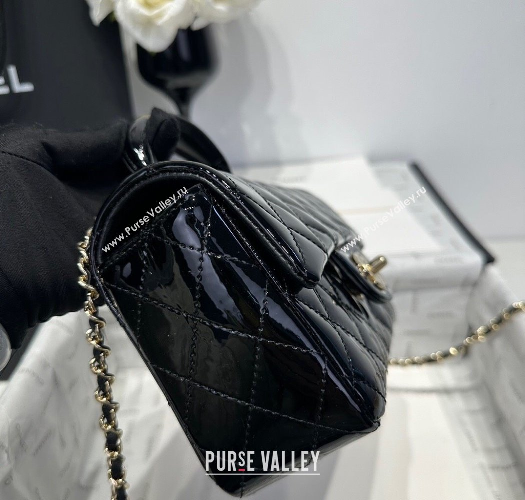 Chanel Coco Patent Calfskin Mini Flap Bag with Top Handle AS2431 Black 2025 0212 (yezi-250213018)