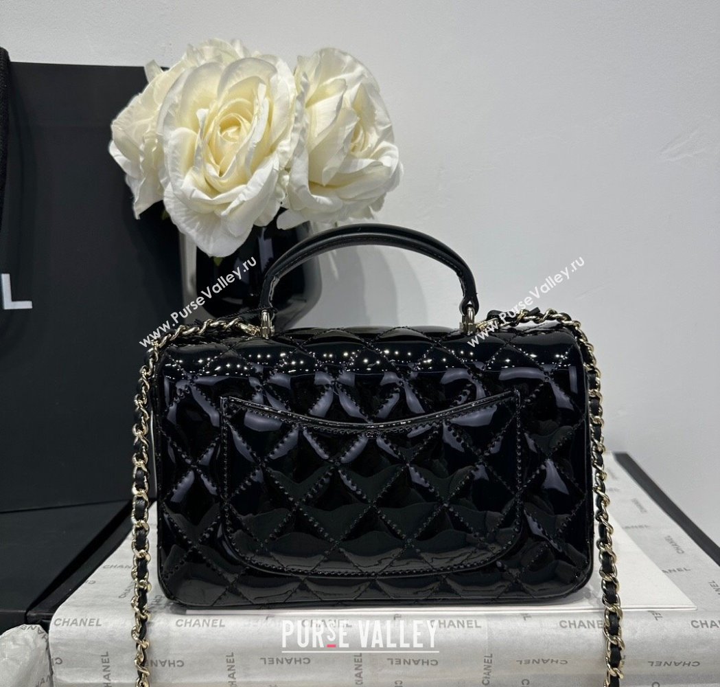 Chanel Coco Patent Calfskin Mini Flap Bag with Top Handle AS2431 Black 2025 0212 (yezi-250213018)