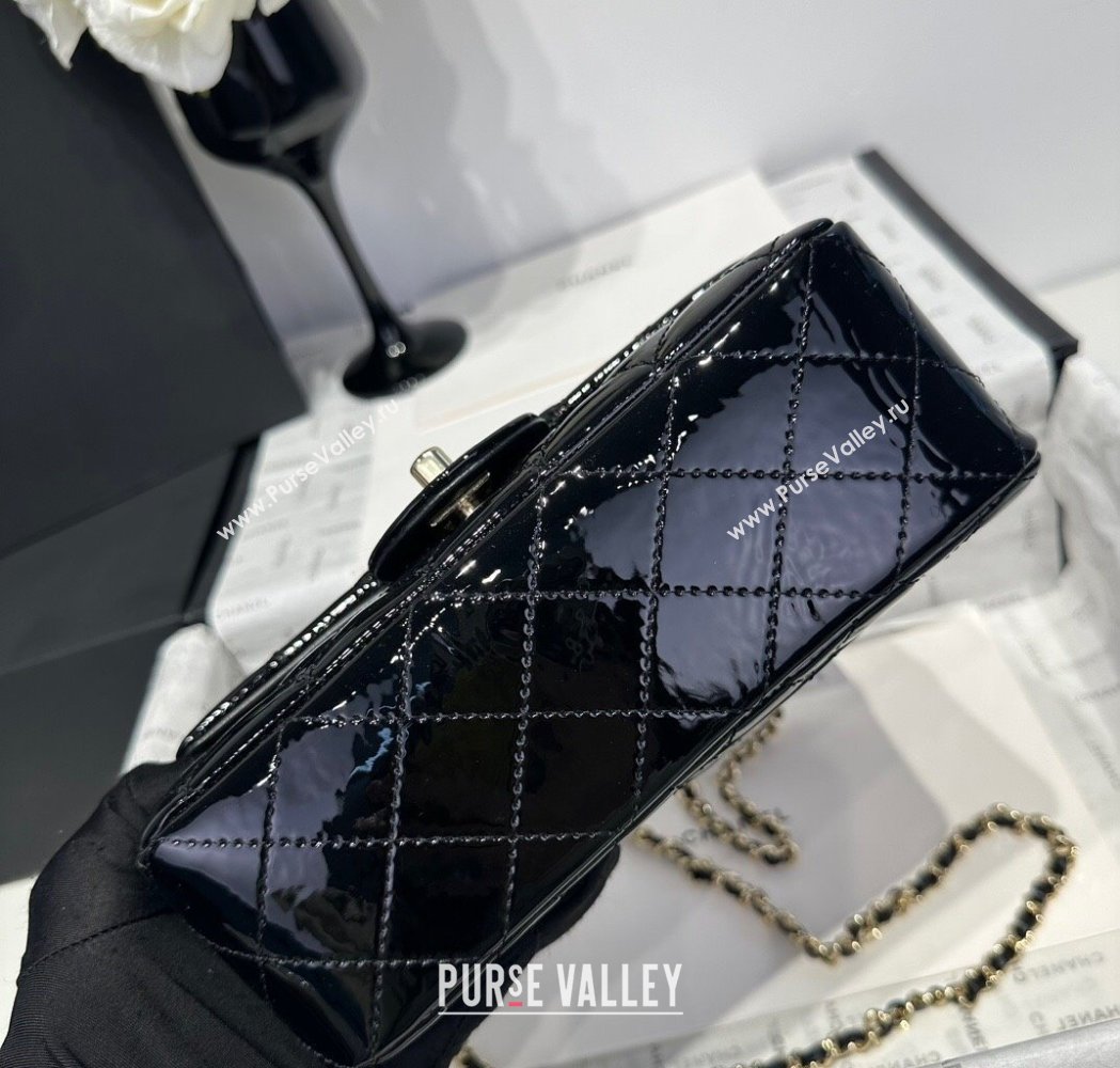 Chanel Coco Patent Calfskin Mini Flap Bag with Top Handle AS2431 Black 2025 0212 (yezi-250213018)