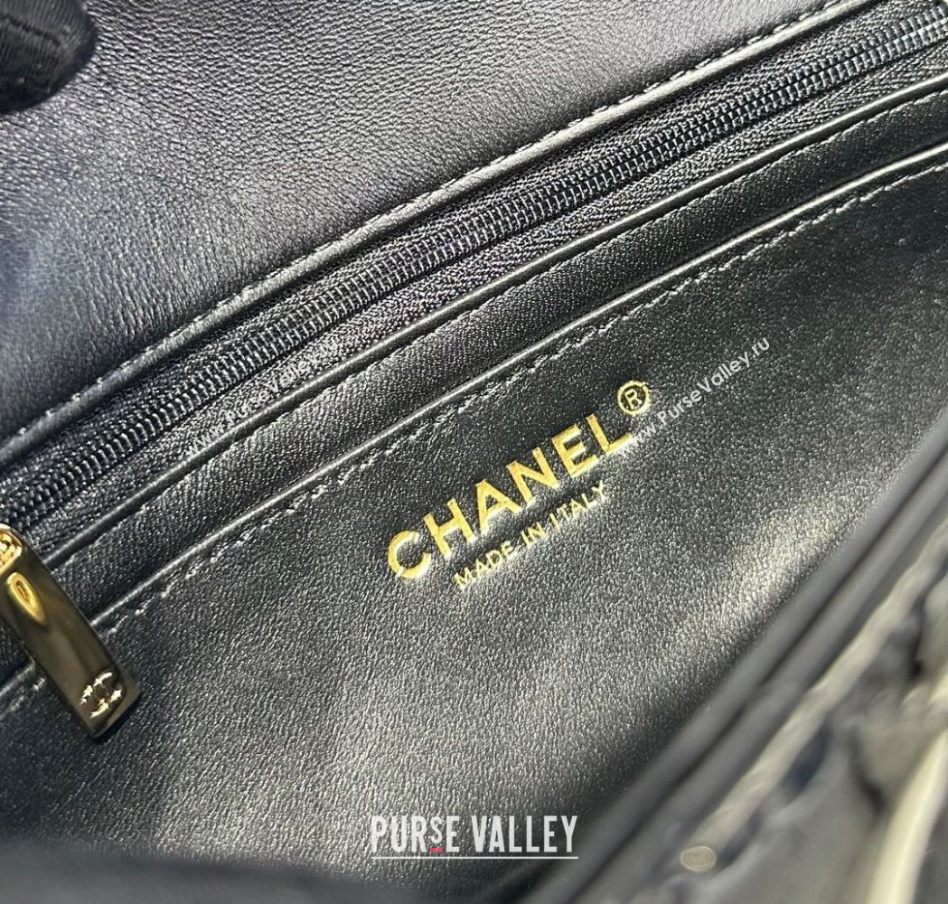 Chanel Coco Patent Calfskin Mini Flap Bag with Top Handle AS2431 Black 2025 0212 (yezi-250213018)