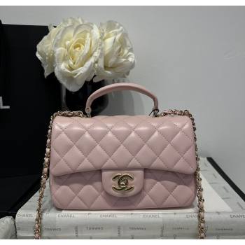 Chanel Coco Lambskin Mini Flap Bag with Top Handle AS2431 Pale Pink 2025 0212 (yezi-250213019)
