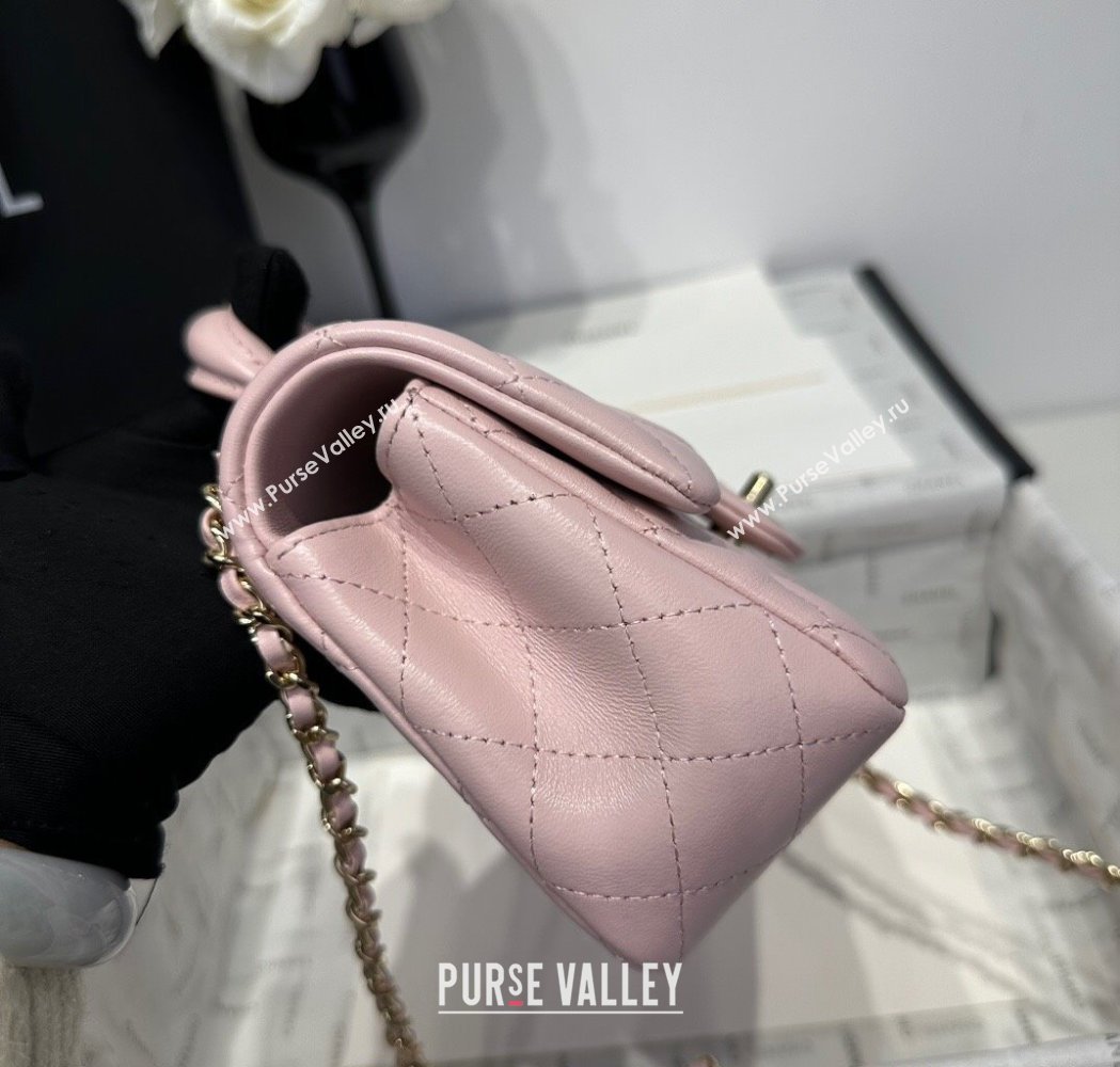 Chanel Coco Lambskin Mini Flap Bag with Top Handle AS2431 Pale Pink 2025 0212 (yezi-250213019)