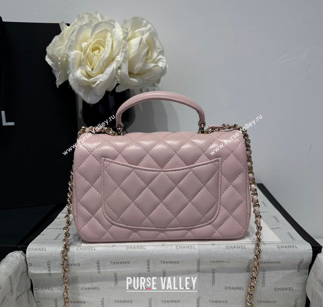 Chanel Coco Lambskin Mini Flap Bag with Top Handle AS2431 Pale Pink 2025 0212 (yezi-250213019)