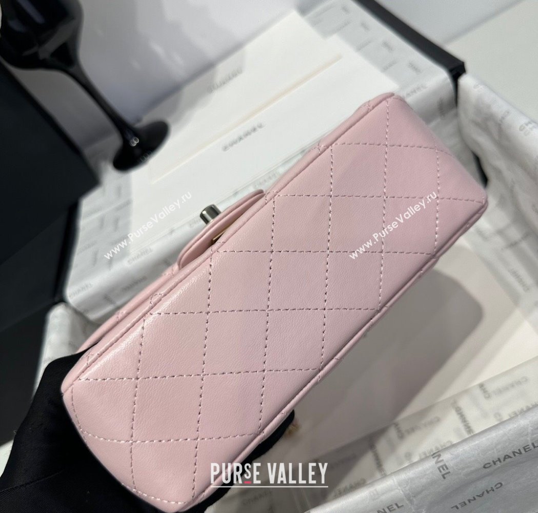 Chanel Coco Lambskin Mini Flap Bag with Top Handle AS2431 Pale Pink 2025 0212 (yezi-250213019)