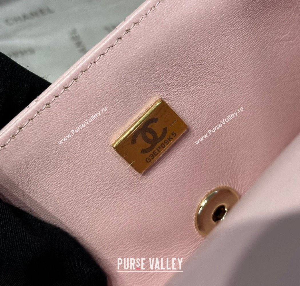 Chanel Coco Lambskin Mini Flap Bag with Top Handle AS2431 Pale Pink 2025 0212 (yezi-250213019)